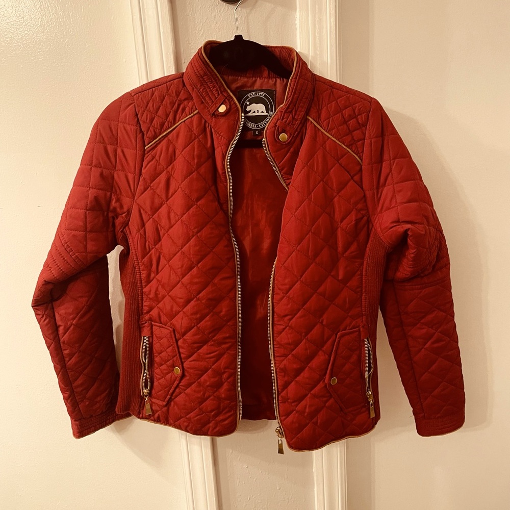 Deep red puffer jacket